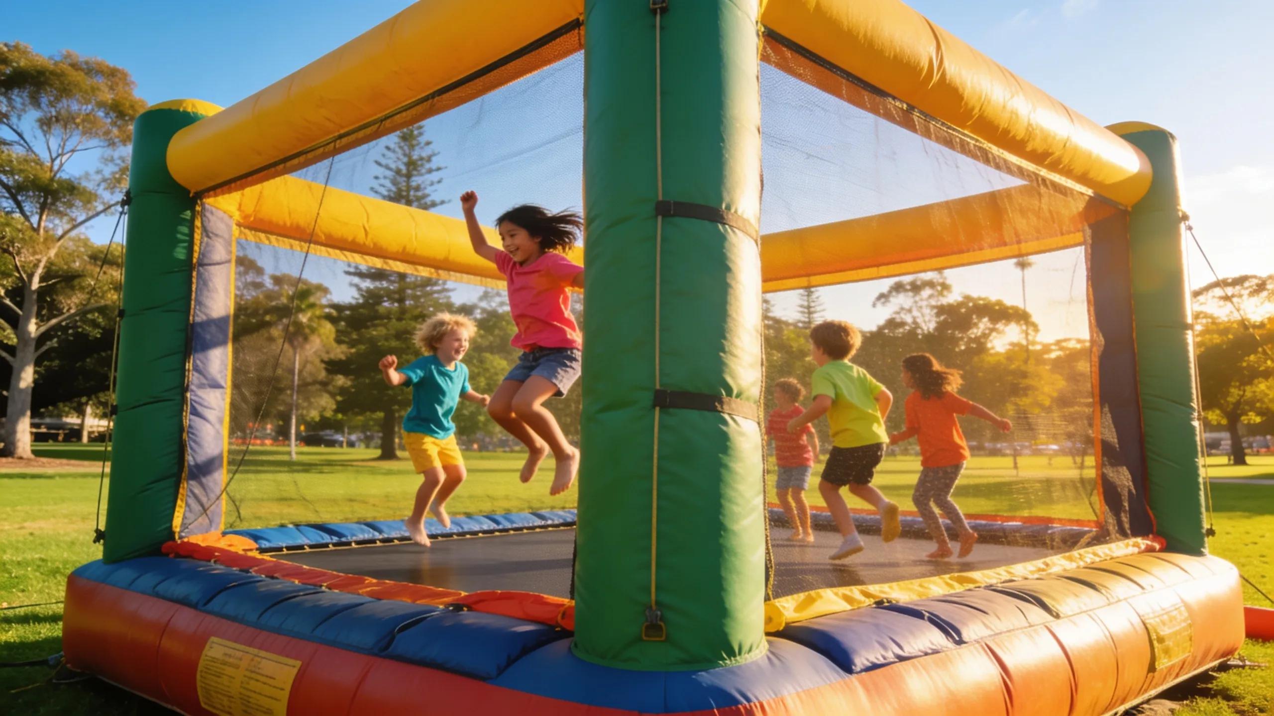 A Safe, Well-Maintained Jumping Castle With Safety Nets, Illustrating Important Safety Features For Children'S Events