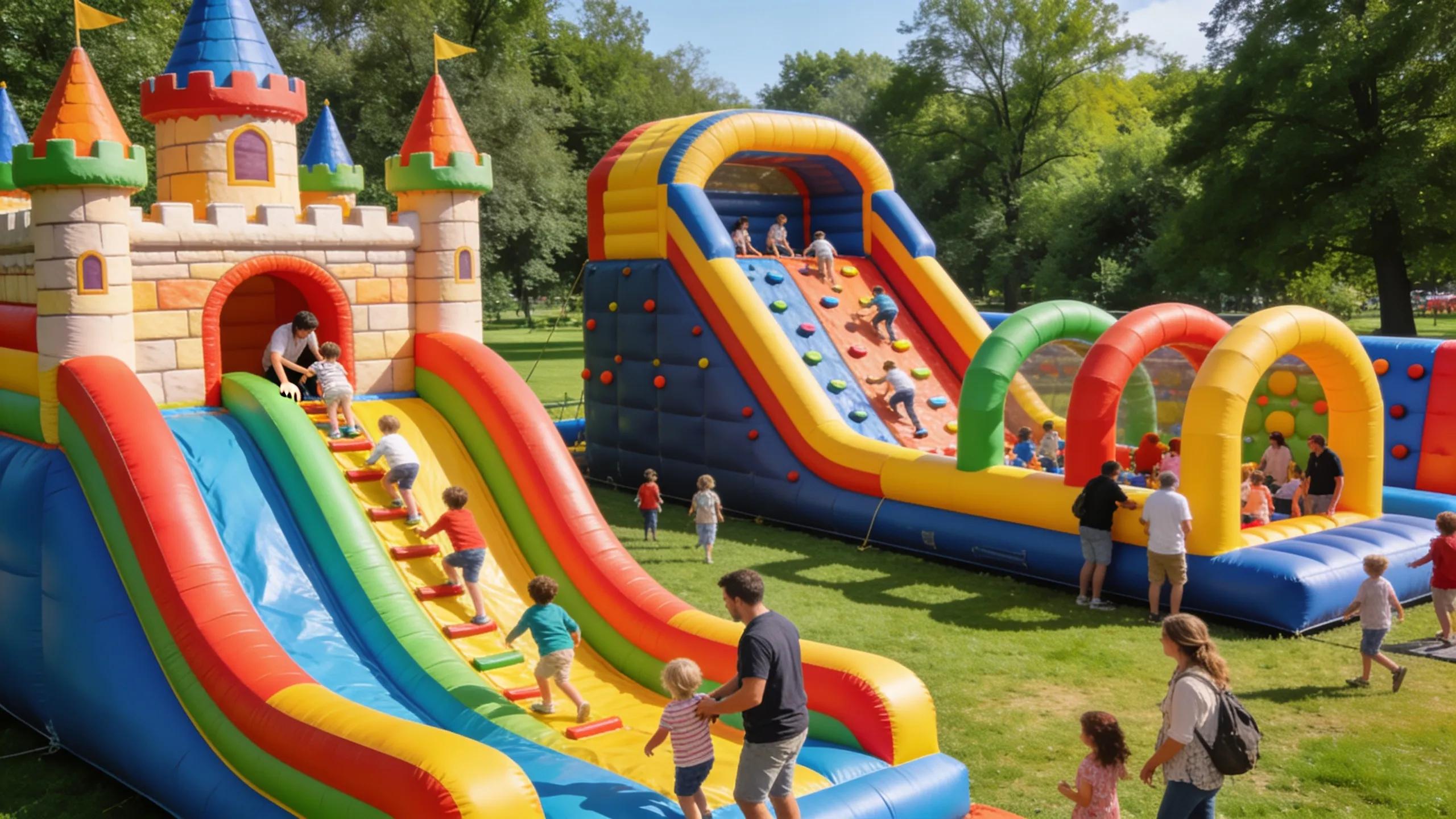 Diverse Inflatable Attractions Showcasing Pricing Options For Events In Sydney